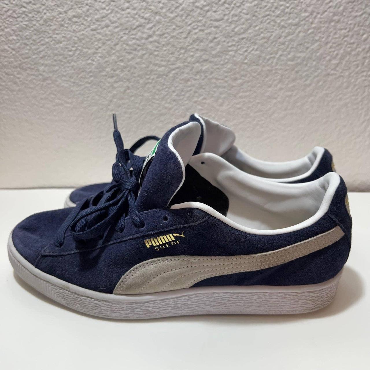 Puma Suede Lace Up Low Blue White Sneakers Men’s... - Depop