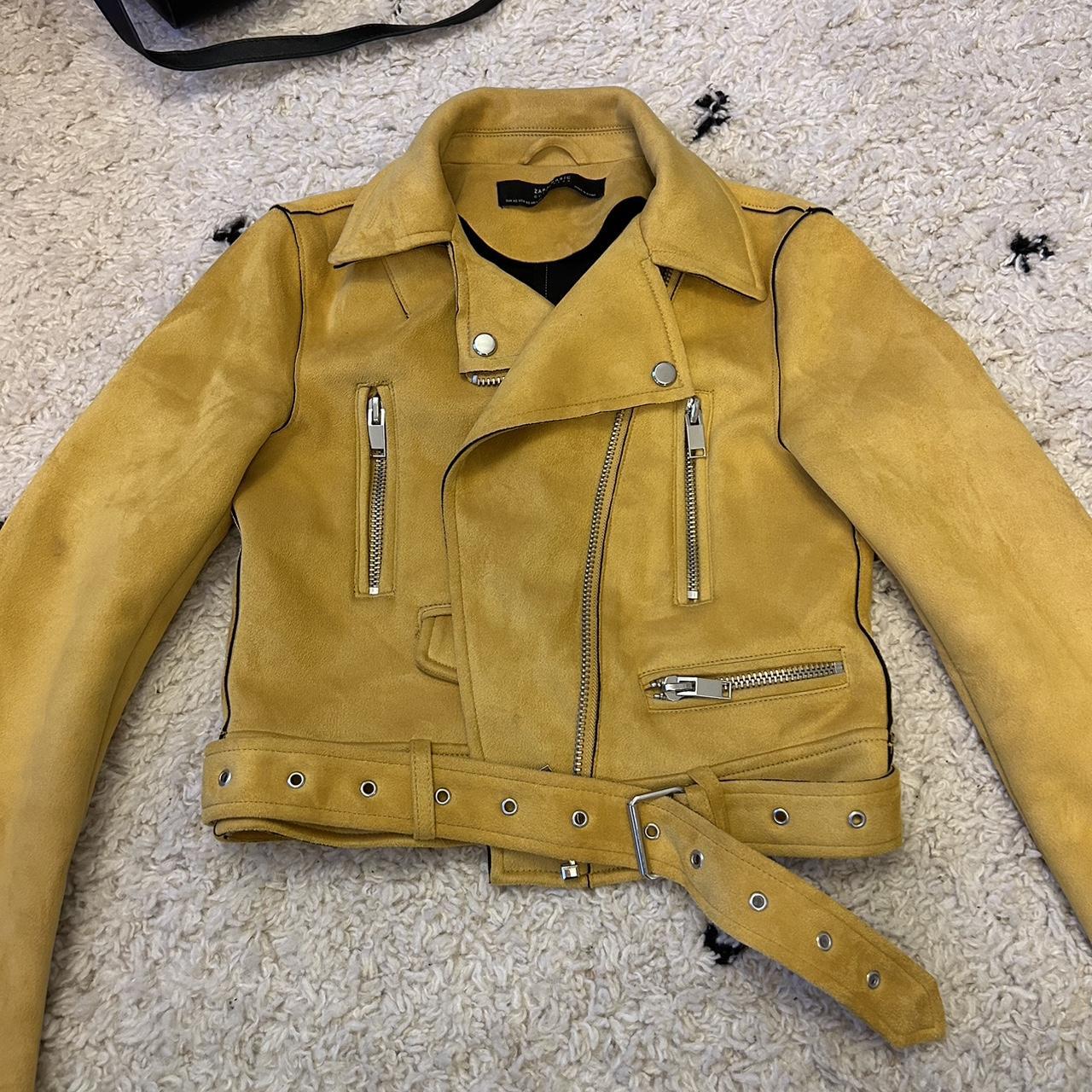 Zara xs mustard biker jacket, worn a few times... Depop