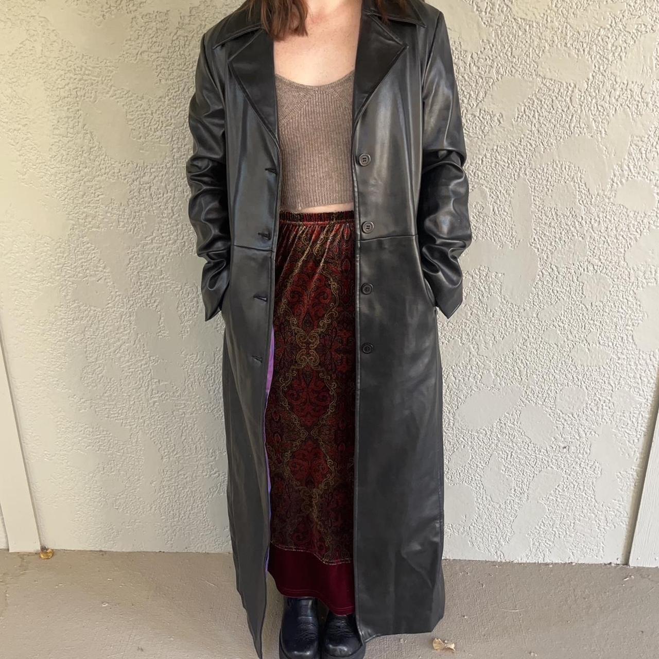 leather trench coat 🖤 -beautiful floor length... - Depop