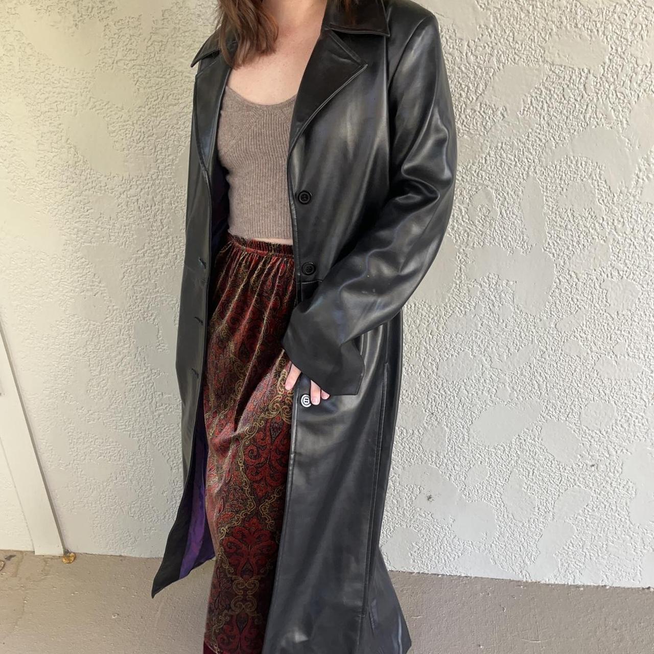 leather trench coat 🖤 -beautiful floor length... - Depop