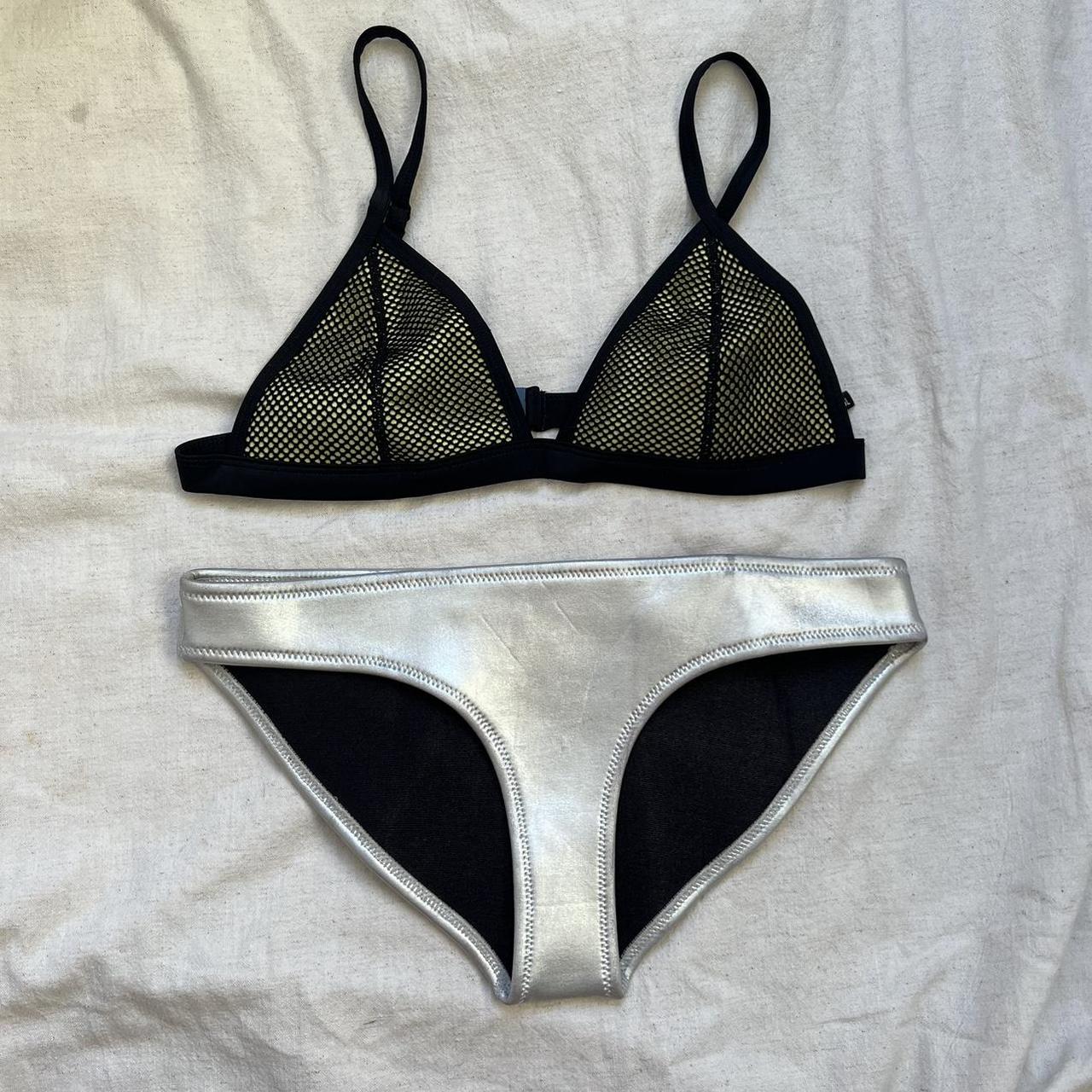 Triangl Women's Silver and Yellow Swimsuitonepiece Depop