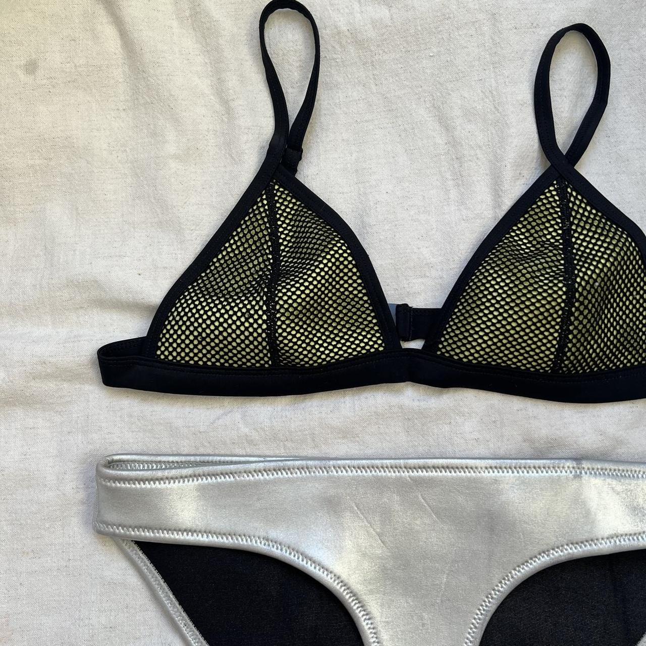 Triangl Women's Silver and Yellow Swimsuitonepiece Depop