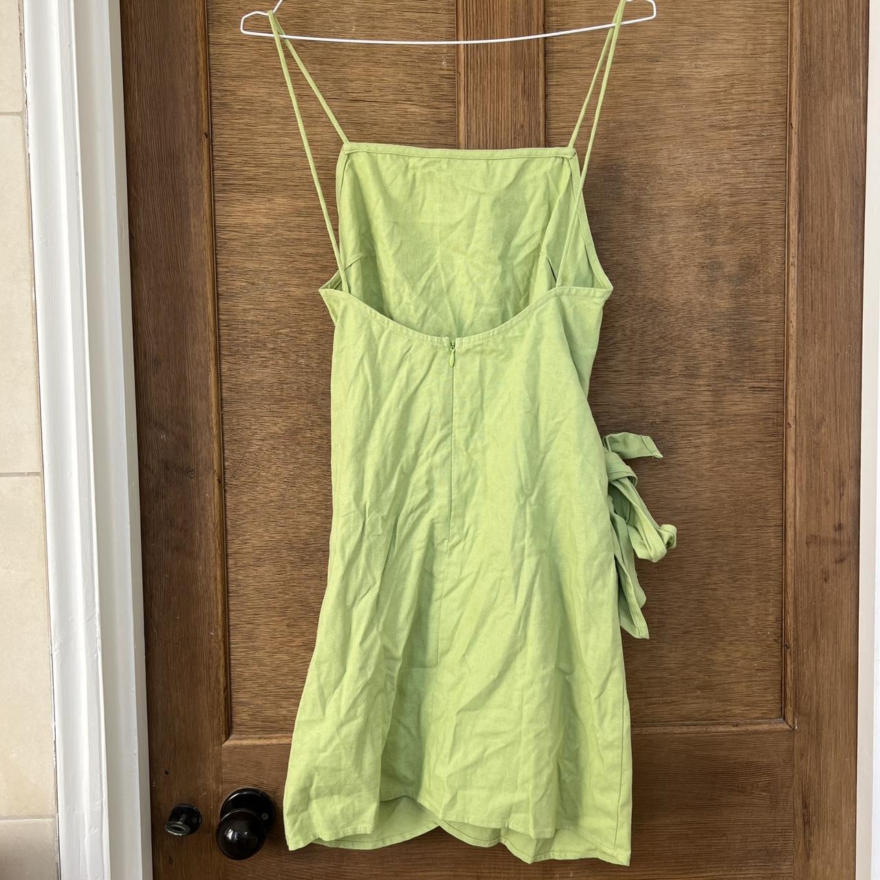 Sabo Skirt green linen mini dress wrap detail Size... Depop