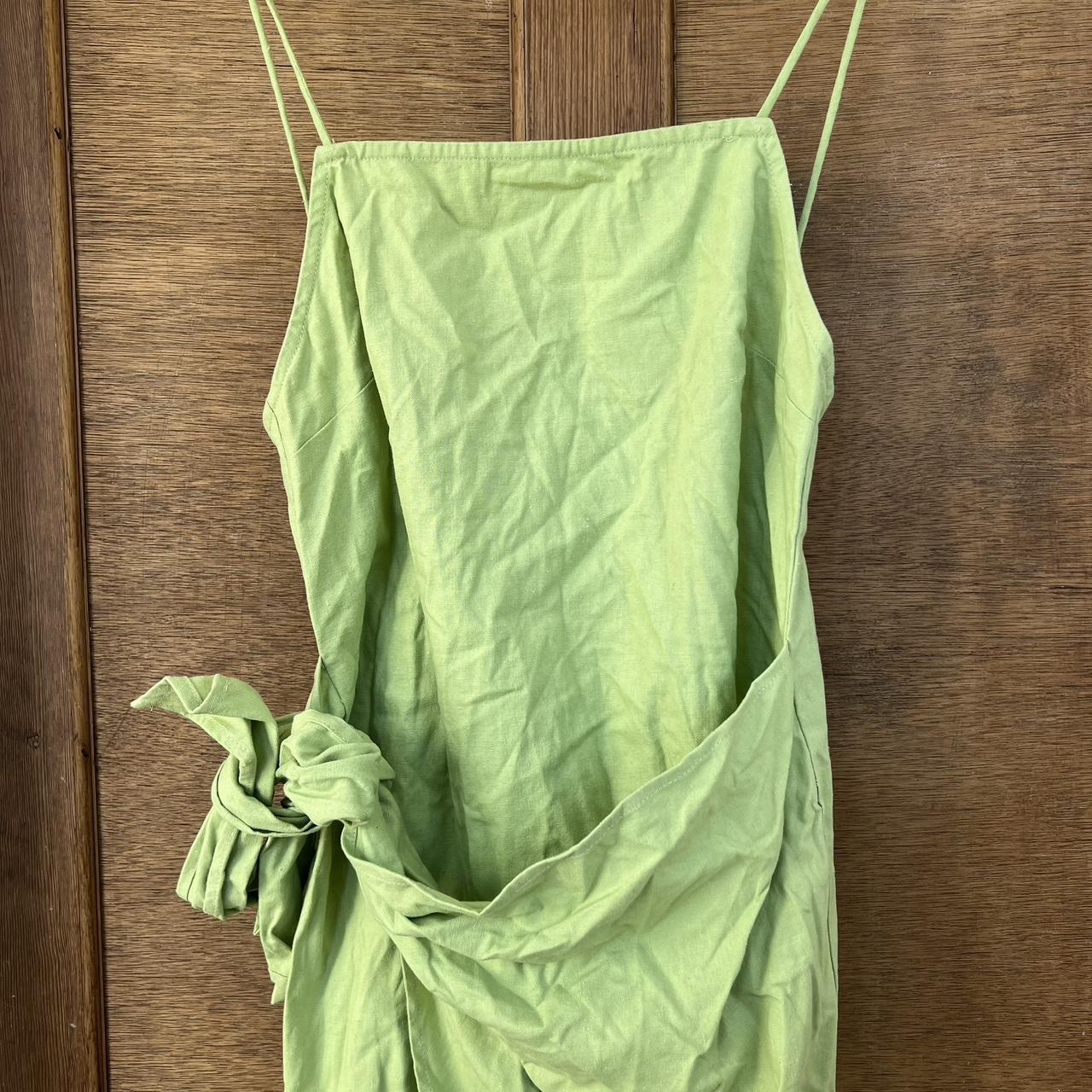 Sabo Skirt green linen mini dress wrap detail Size... Depop