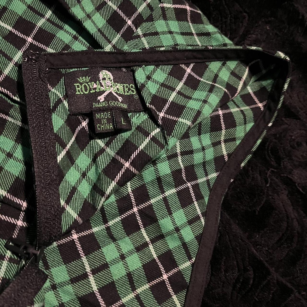 Hot Topic Royal Bones Green Plaid Mini Skirt with - Depop