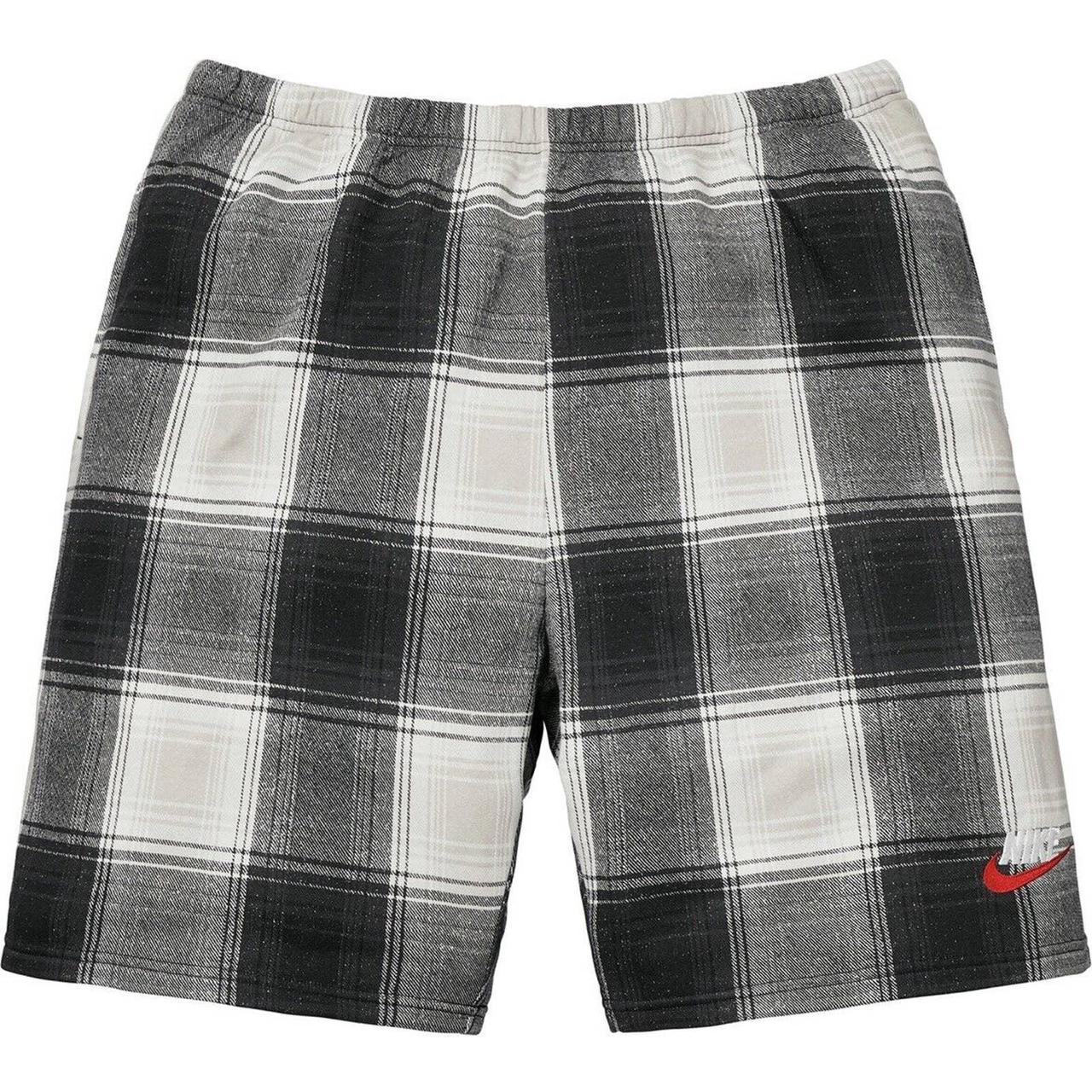 Supreme Nike Plaid Sweatshort Black FW18 Shorts... - Depop