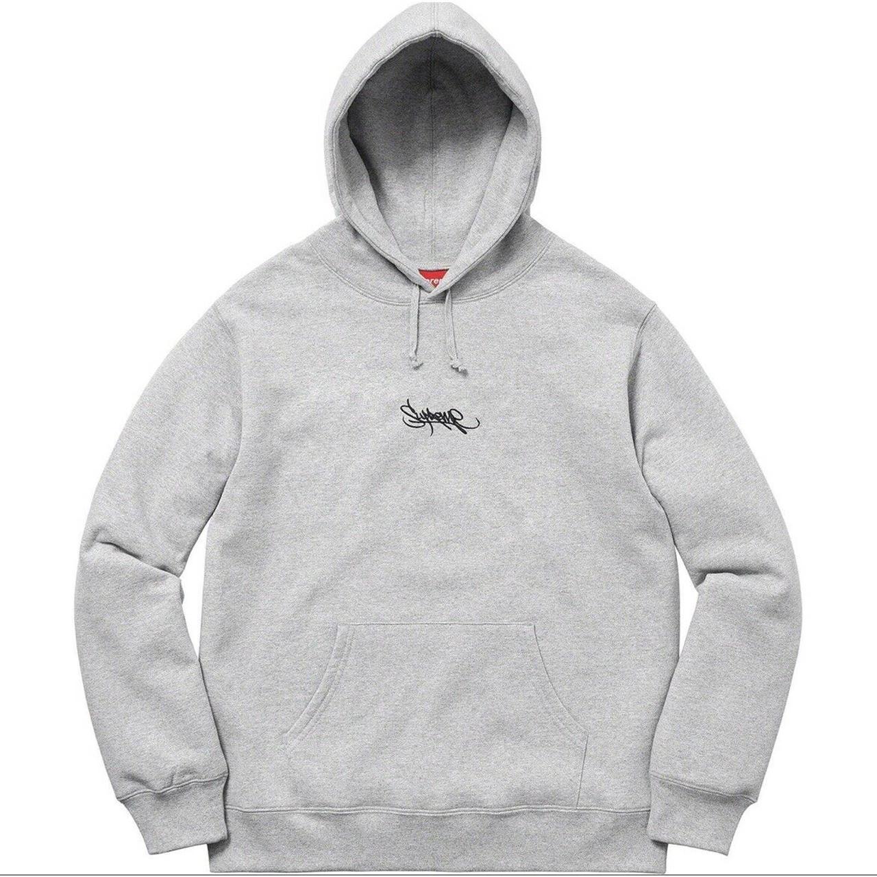 Supreme Tag Logo Hooded Sweatshirt Heather Grey SS19... - Depop