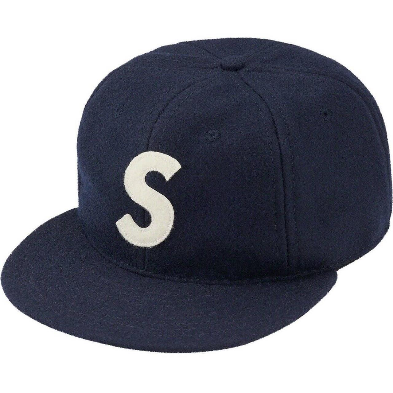 Supreme Ebbets S Logo Fitted 6-Panel Hat Cap Navy... - Depop