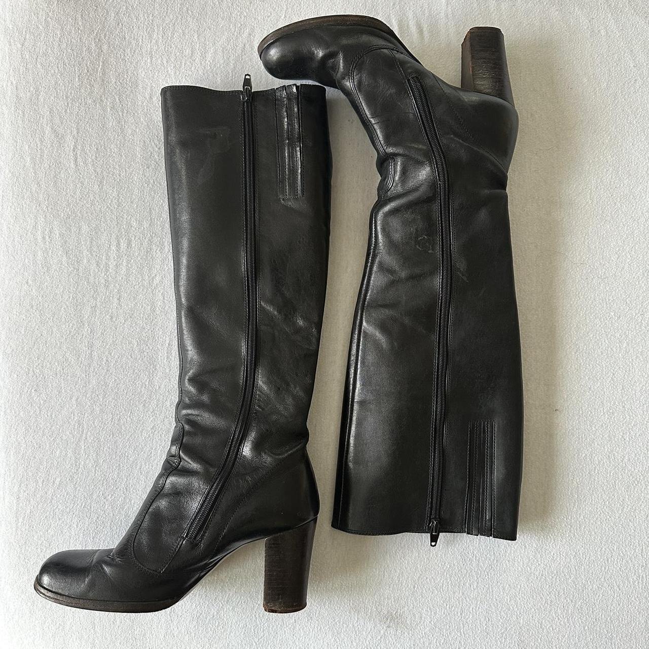 mens black leather knee high boots