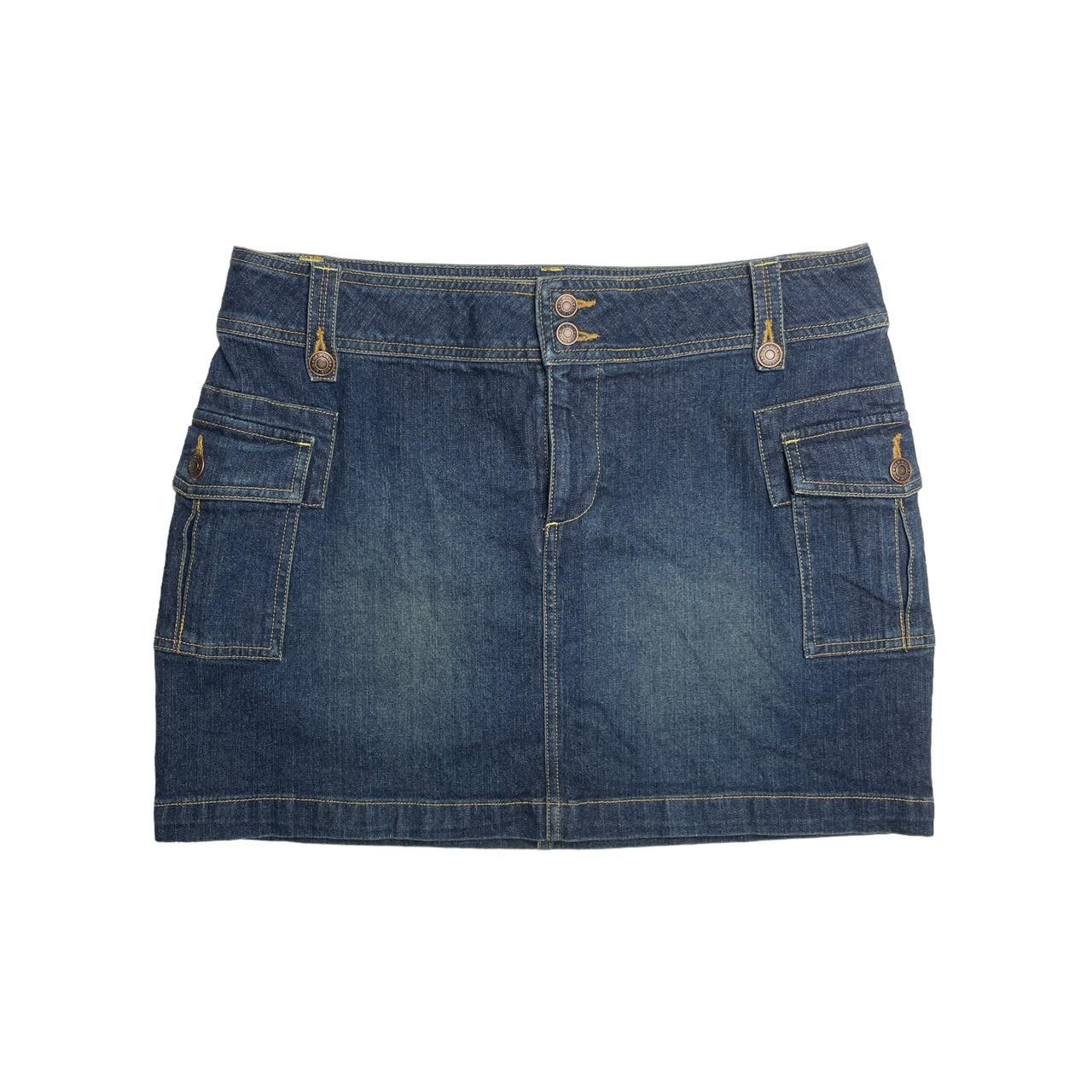 2000s Dark Denim Cargo Mini Skirt ★ details womens... - Depop