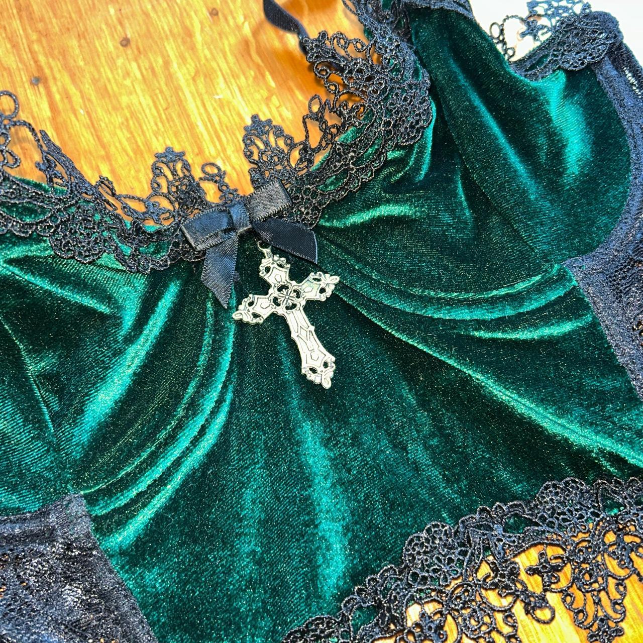 Dolls Kill Women's Black and Green Corset Depop