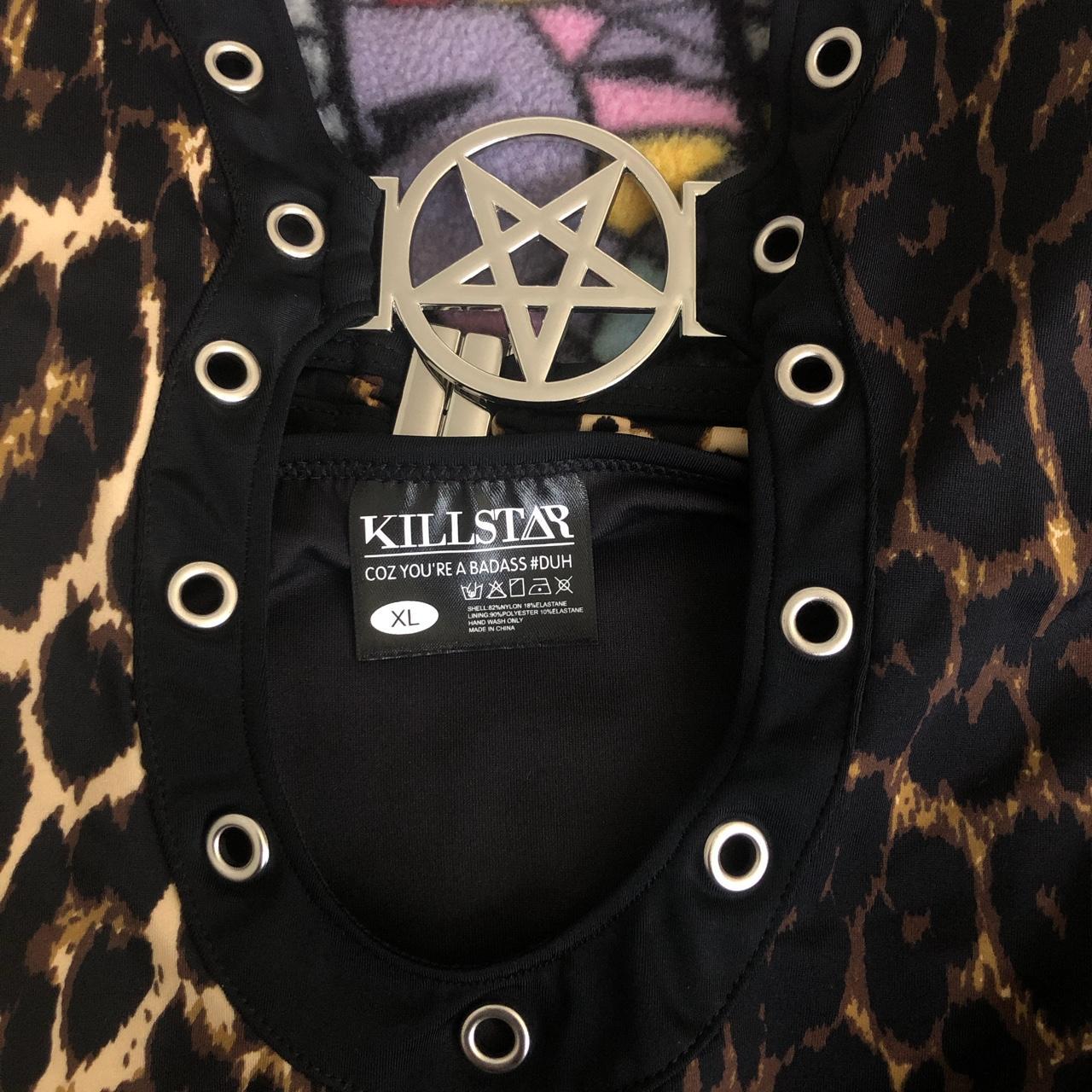 killstar leopard print pentagram one piece bathing... - Depop