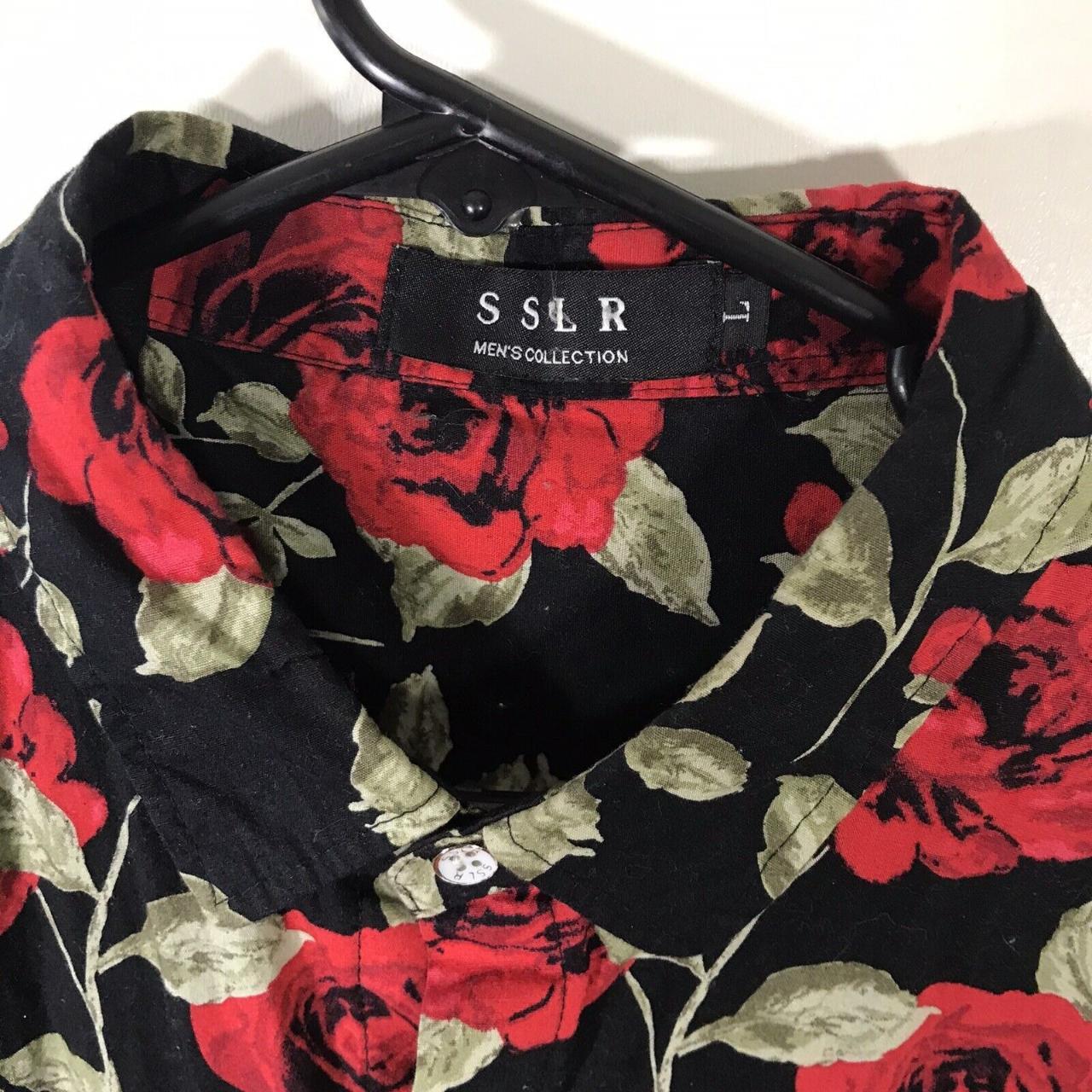 Mens black shirt with hotsell red roses