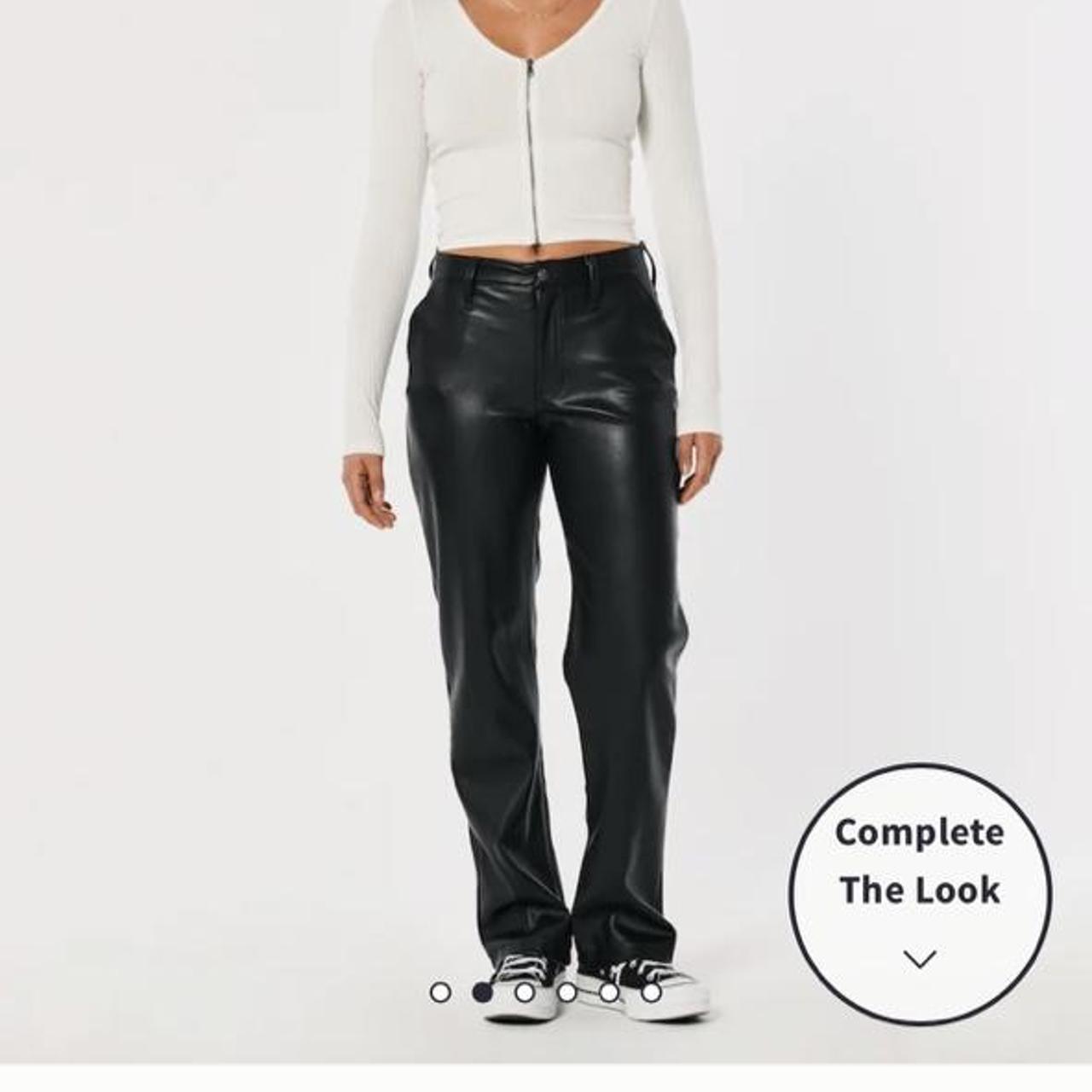 Hollister faux leather dad pants in black