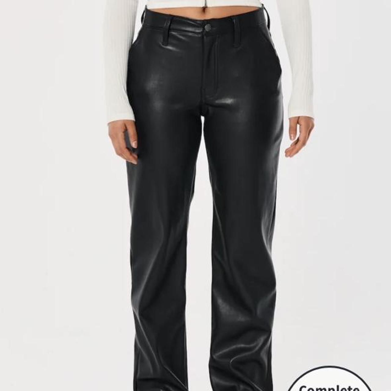 PLEATHER HIGH-RISE DAD PANTS. Made by Hollister.