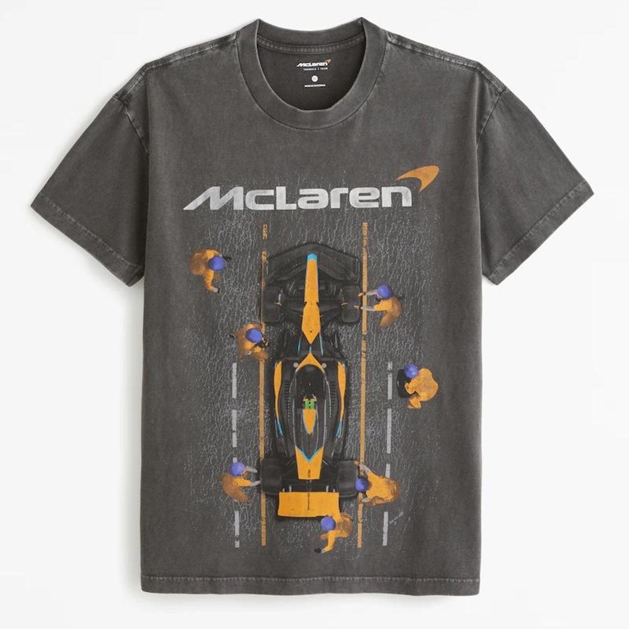 Dark Grey Washed Mclaren Graphic Tee Shirt Mclaren x... - Depop