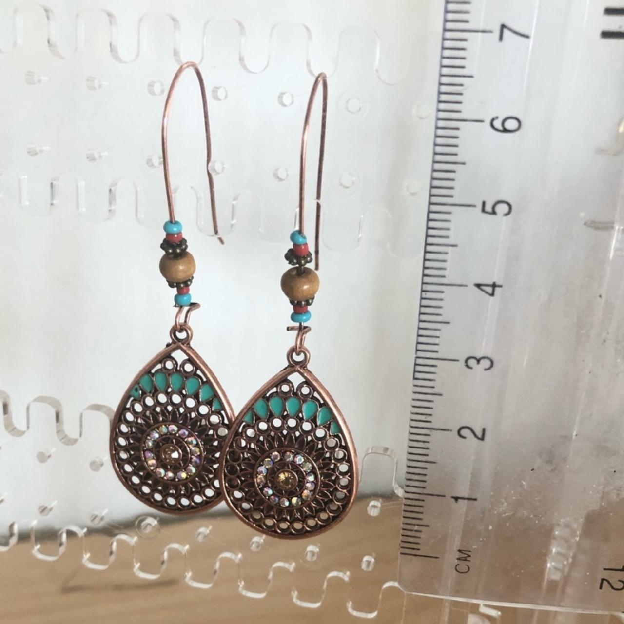 Bohemian Teardrop Dangle Earrings New In Bag -... - Depop