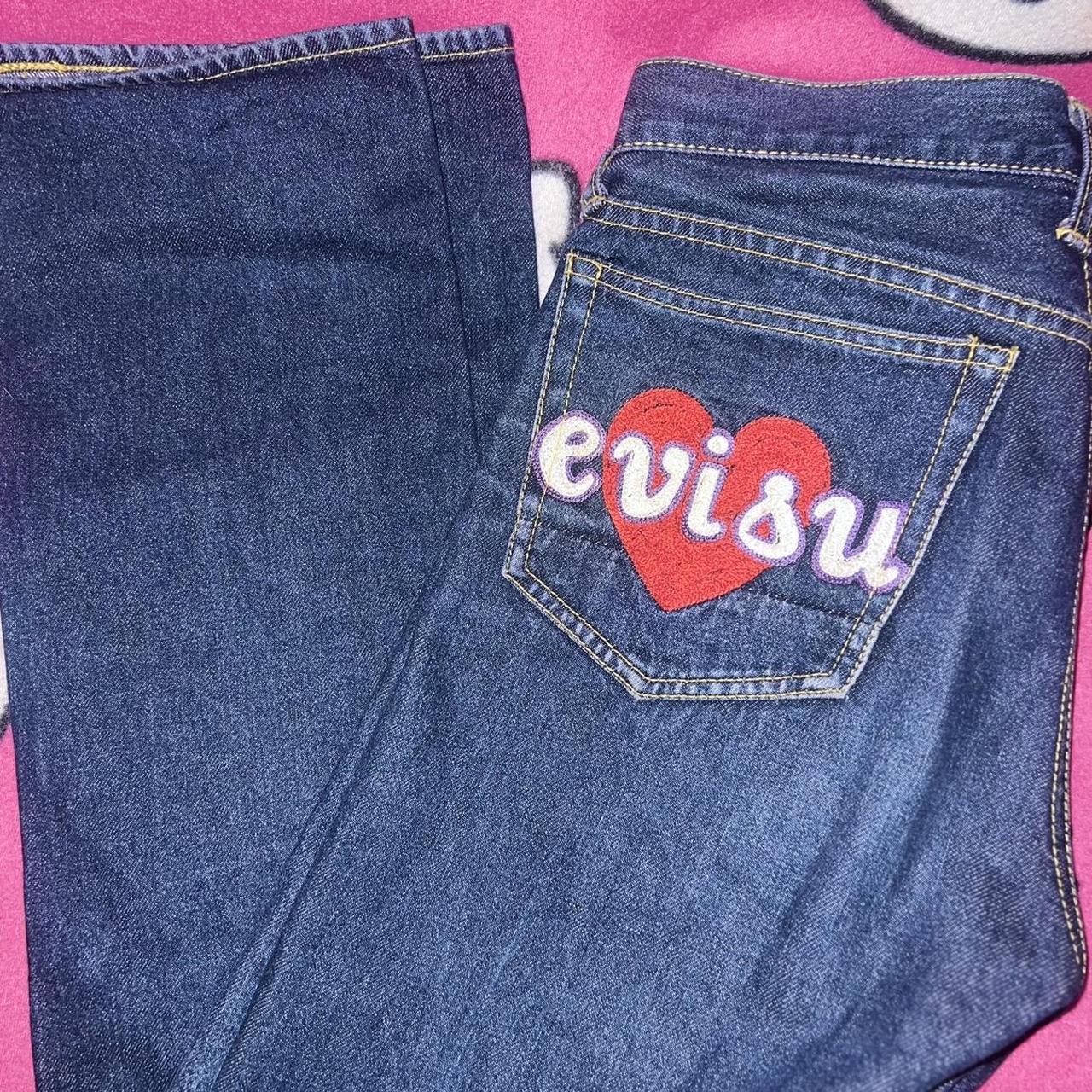 Pink straight leg evisu size 27” Mid rise... - Depop