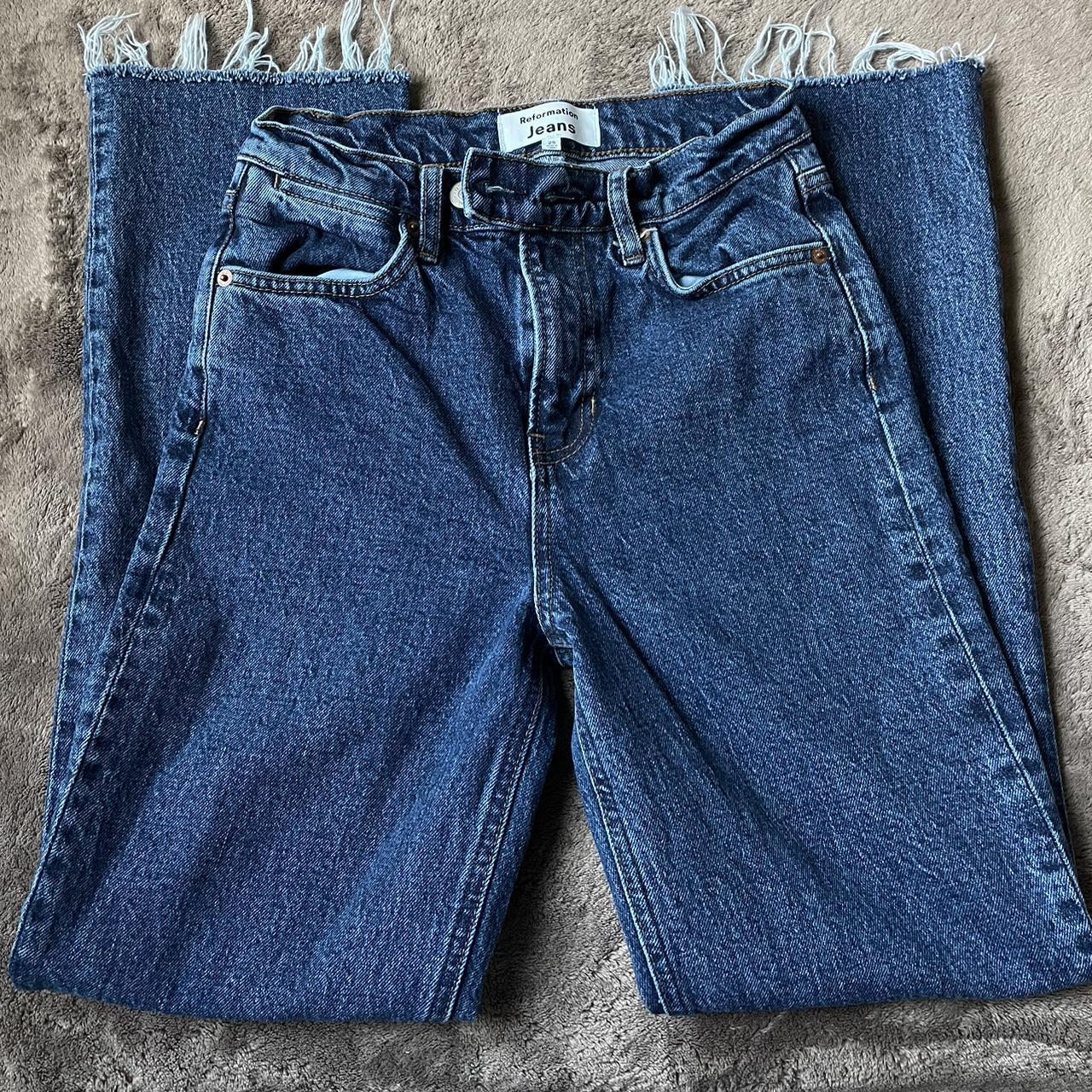 Reformation Women's Blue Jeans | Depop