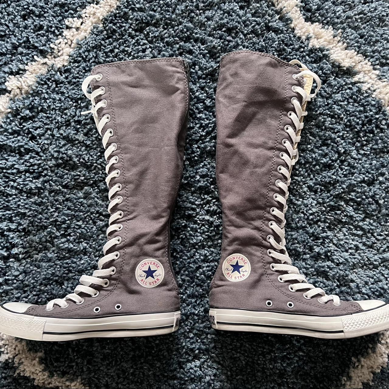 Grey Converse All Star Knee High shoes! Very minimal... - Depop