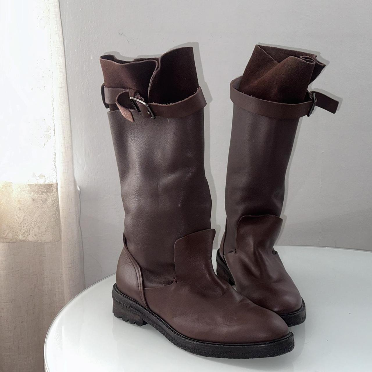 cabane de zucca brown deconstructed leather calf | Depop