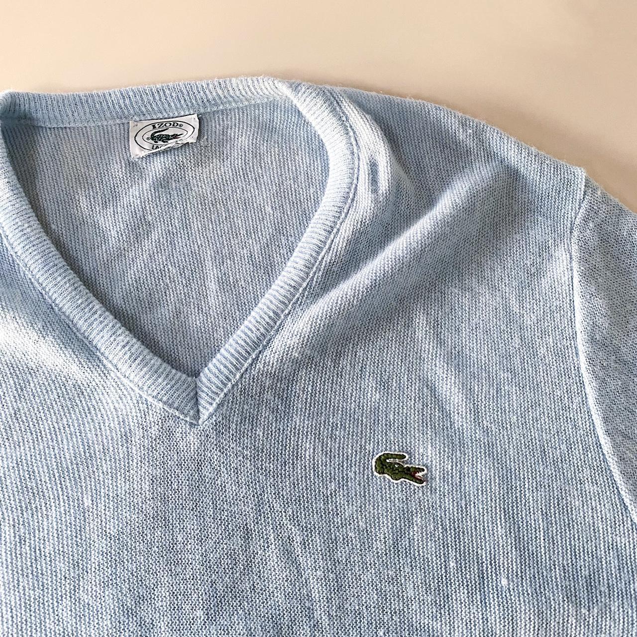 Vintage baby blue Izod Lacoste v-neck pullover... - Depop