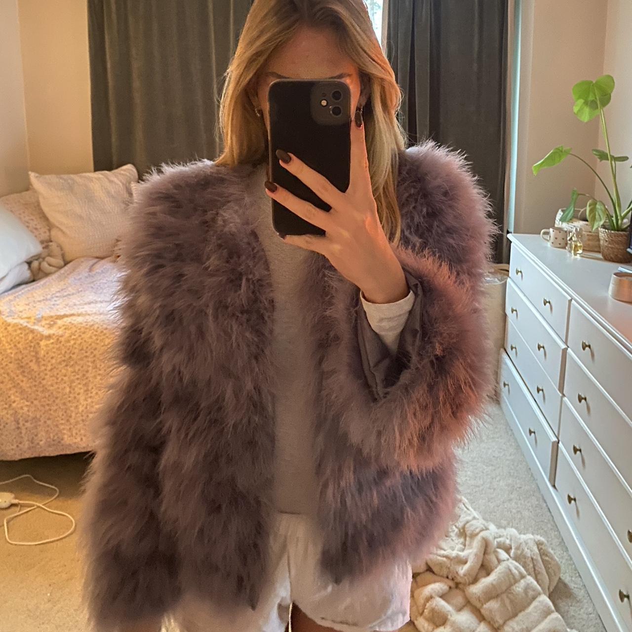 Light purple fur coat best sale