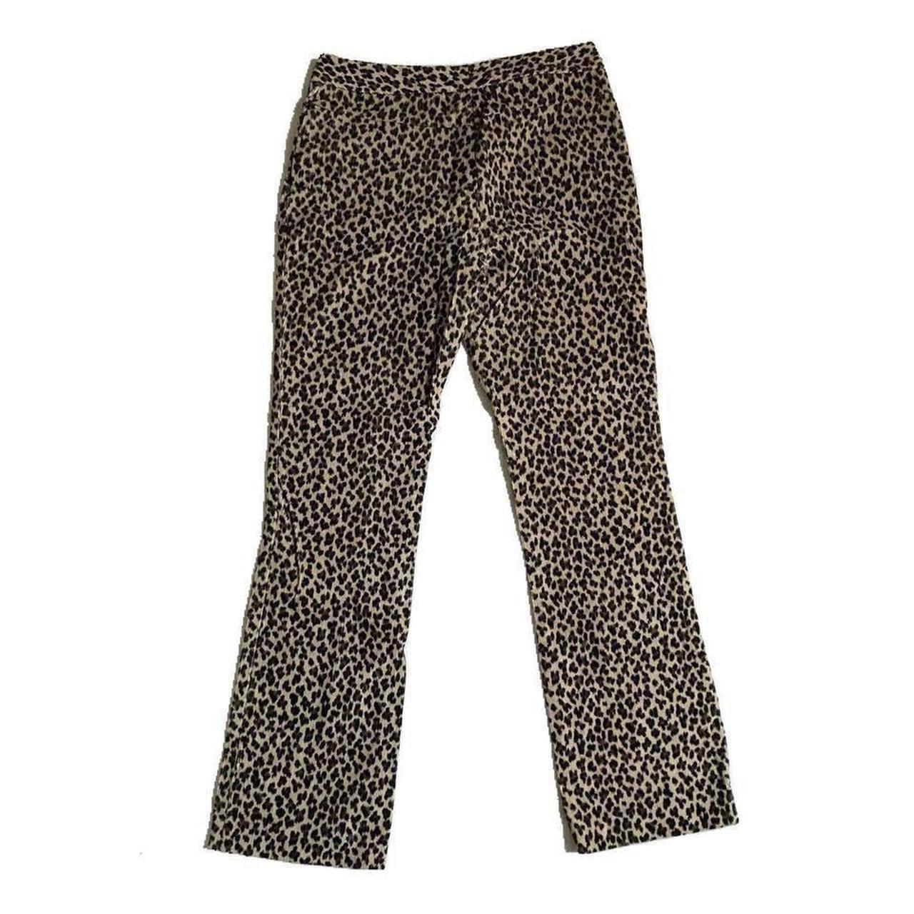 90s Y2K Vintage Mid Rise Corduroy Leopard Print... - Depop