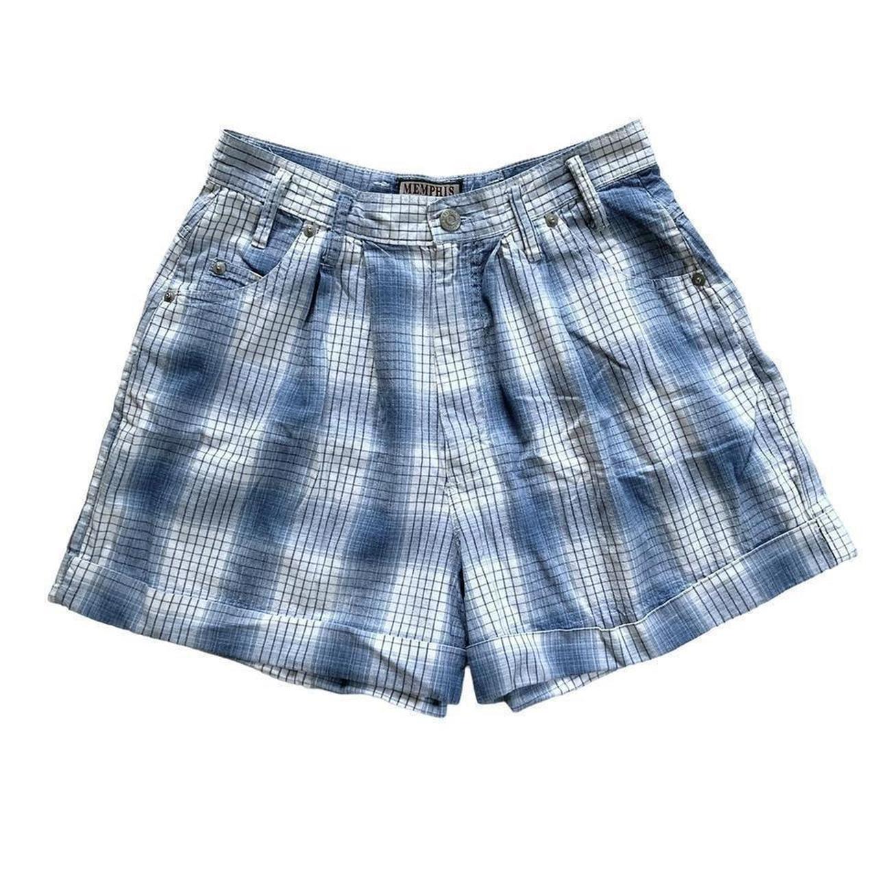 Vintage 90's store Navy Plaid High Waist Shorts