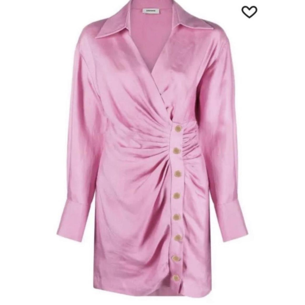 Sandro pink shirt dress brand new unworn paid £320... - Depop