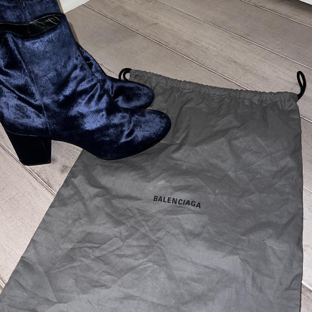 balenciaga blue velvet boots