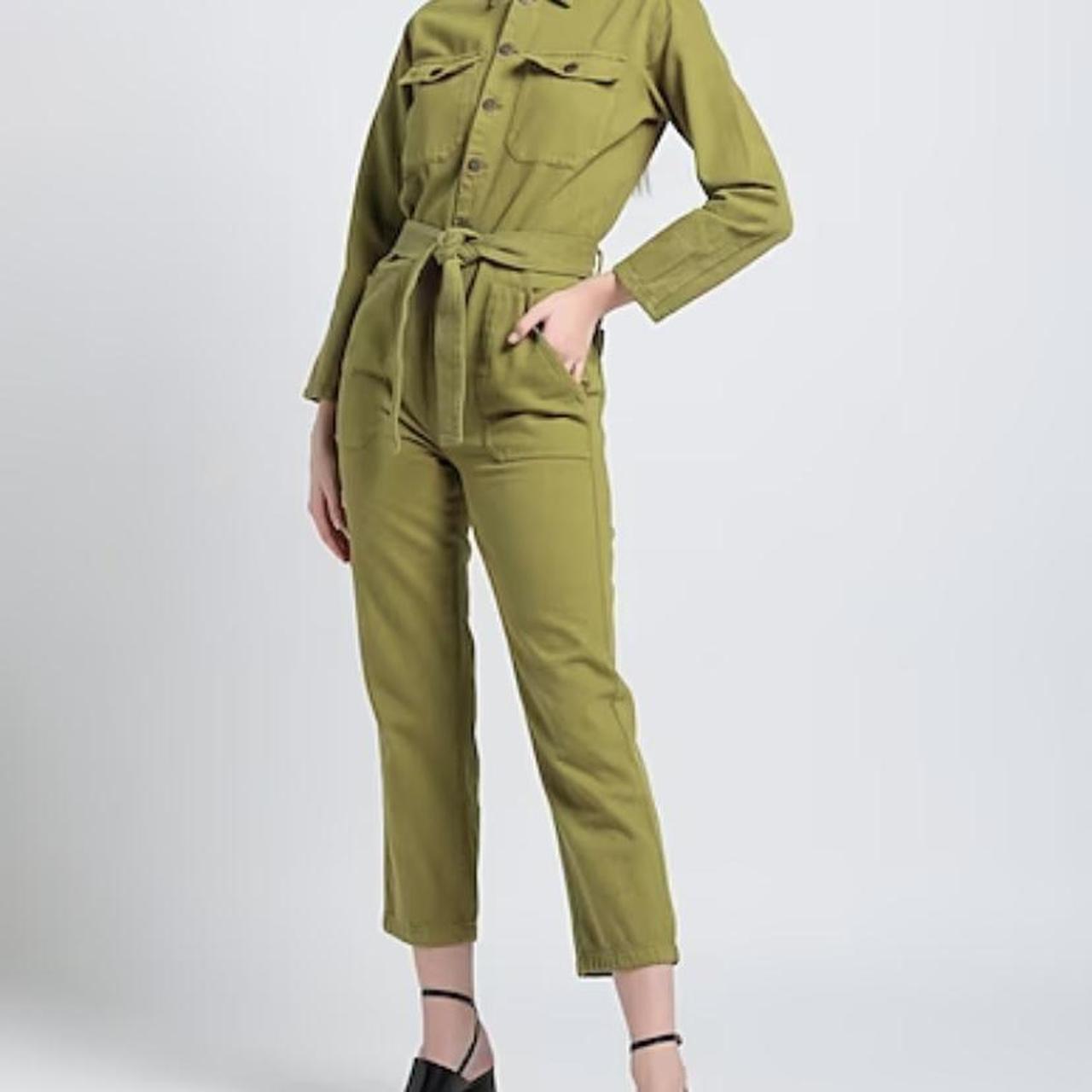 Incredible green denim military style jumpsuit. So... Depop