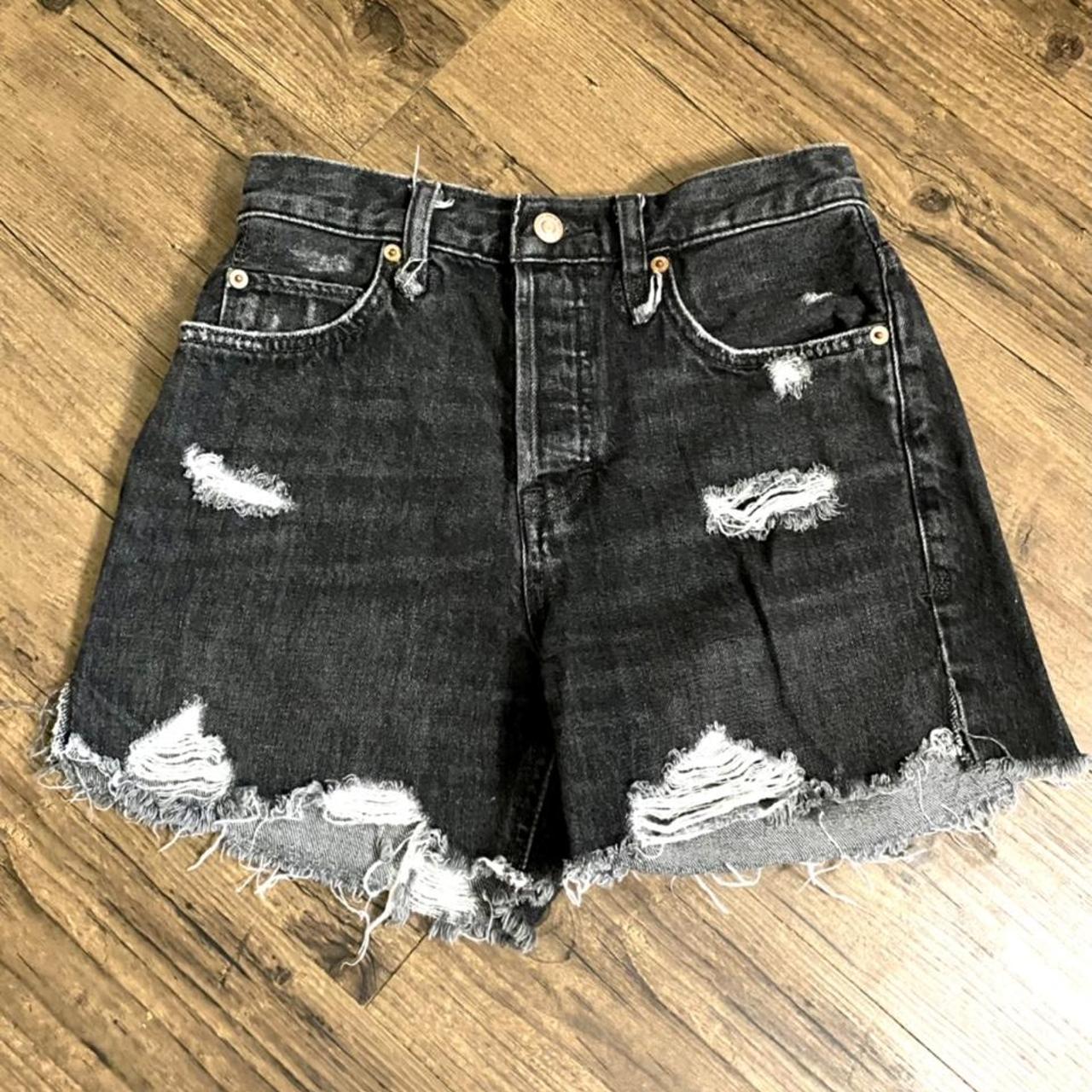 free people black jean shorts