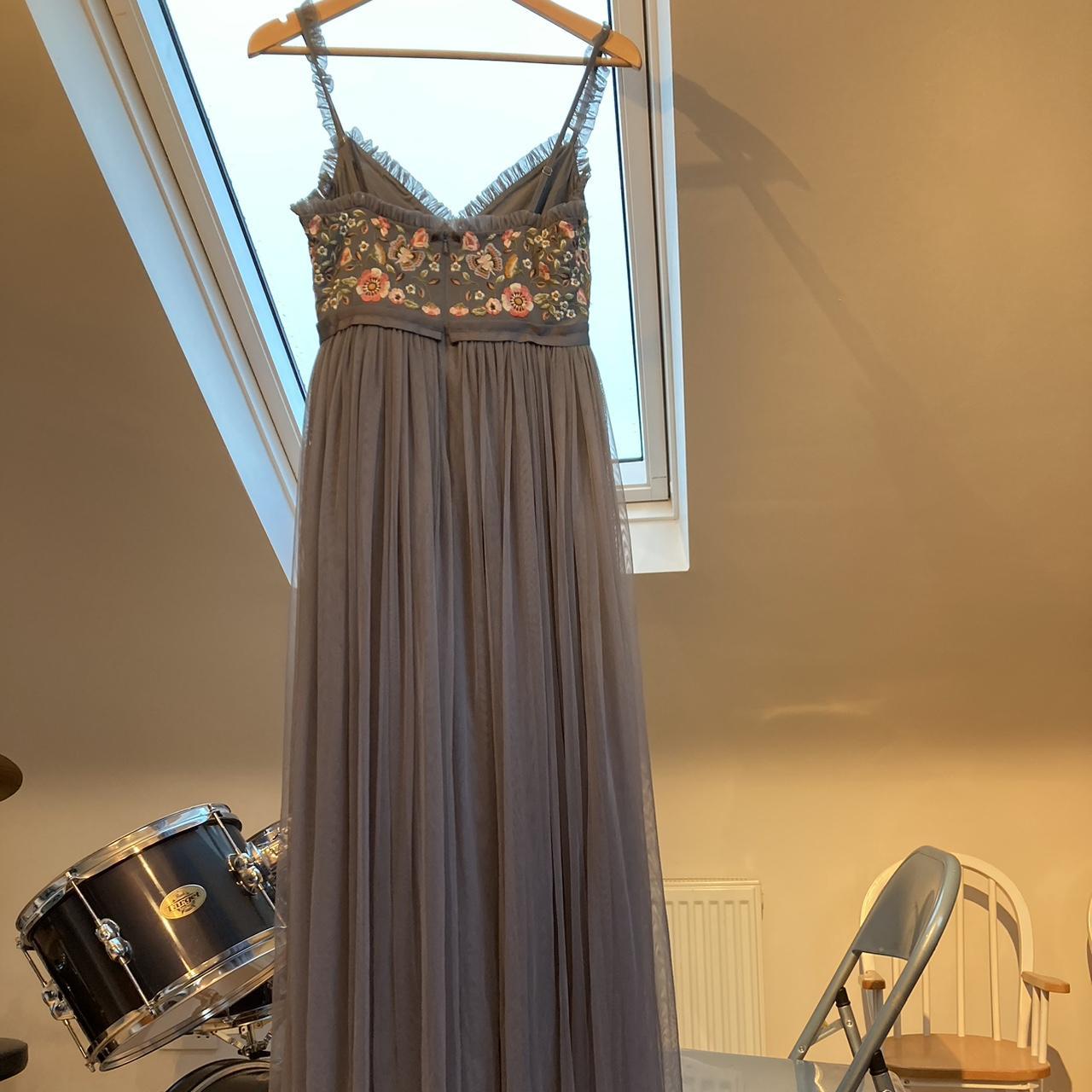 Needle & thread embroidered bodice cami store strap maxi dress in vintage navy