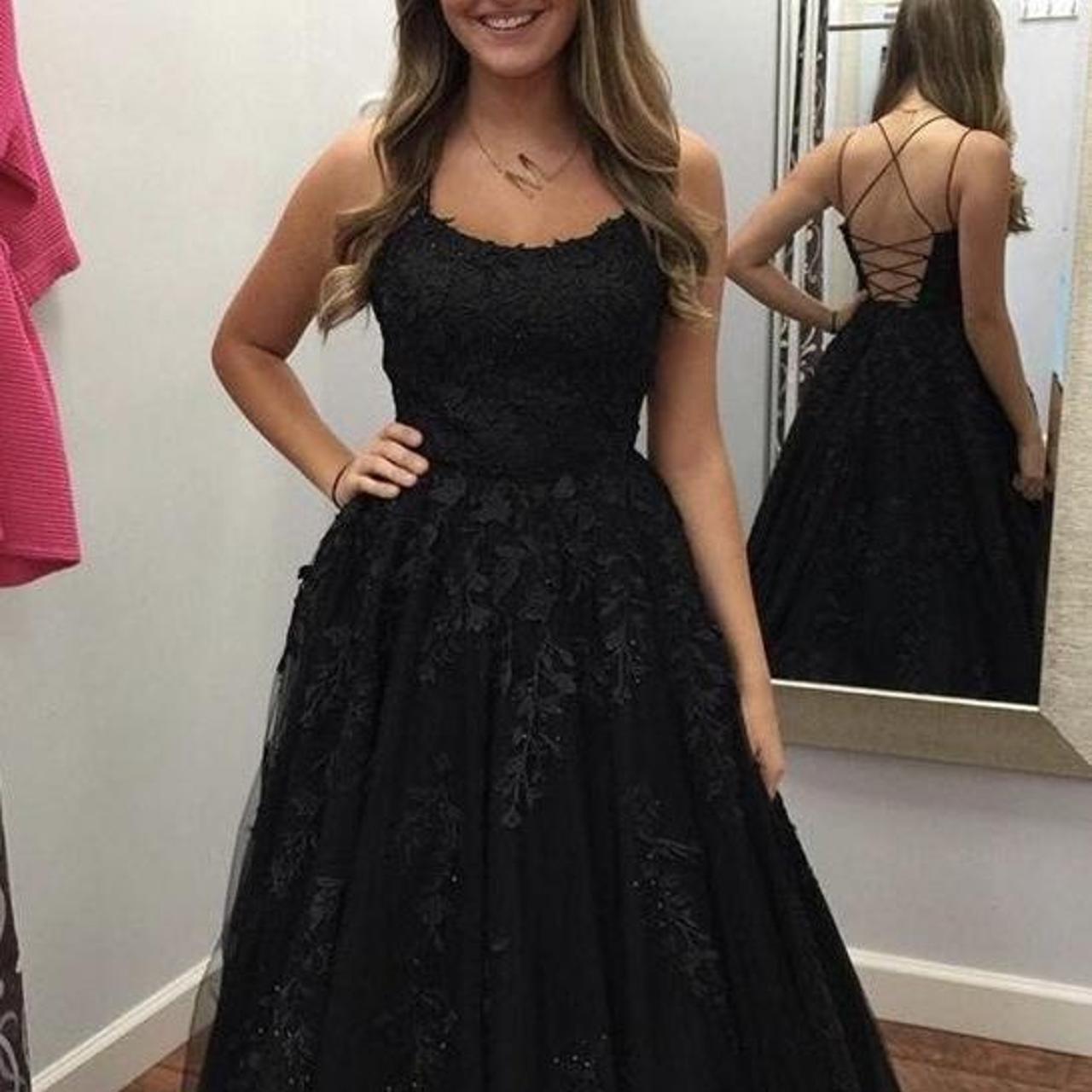 Black Lace Prom Dress Worn once Excellent quality,... - Depop