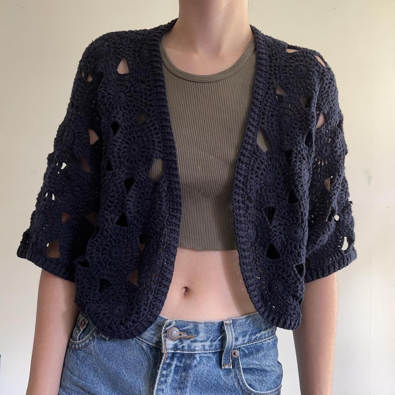 Navy on sale crochet shrug