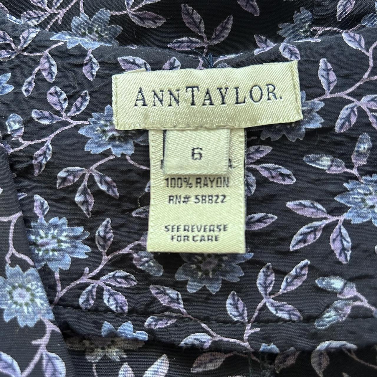 Vintage 1979 Ann Taylor, Purple And Navy, Floral... - Depop