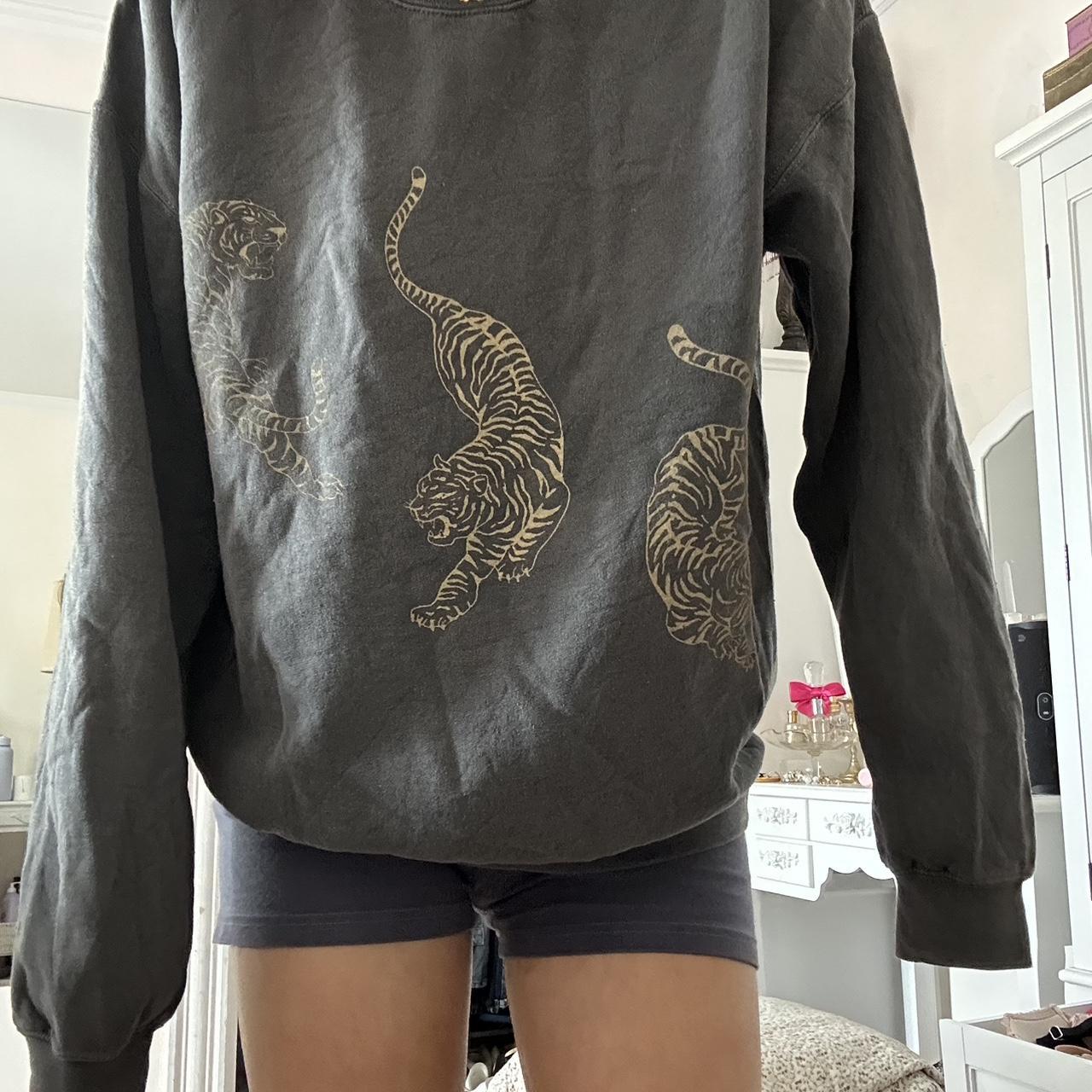 Urban Outfitters tiger print gray crewneck, super... Depop