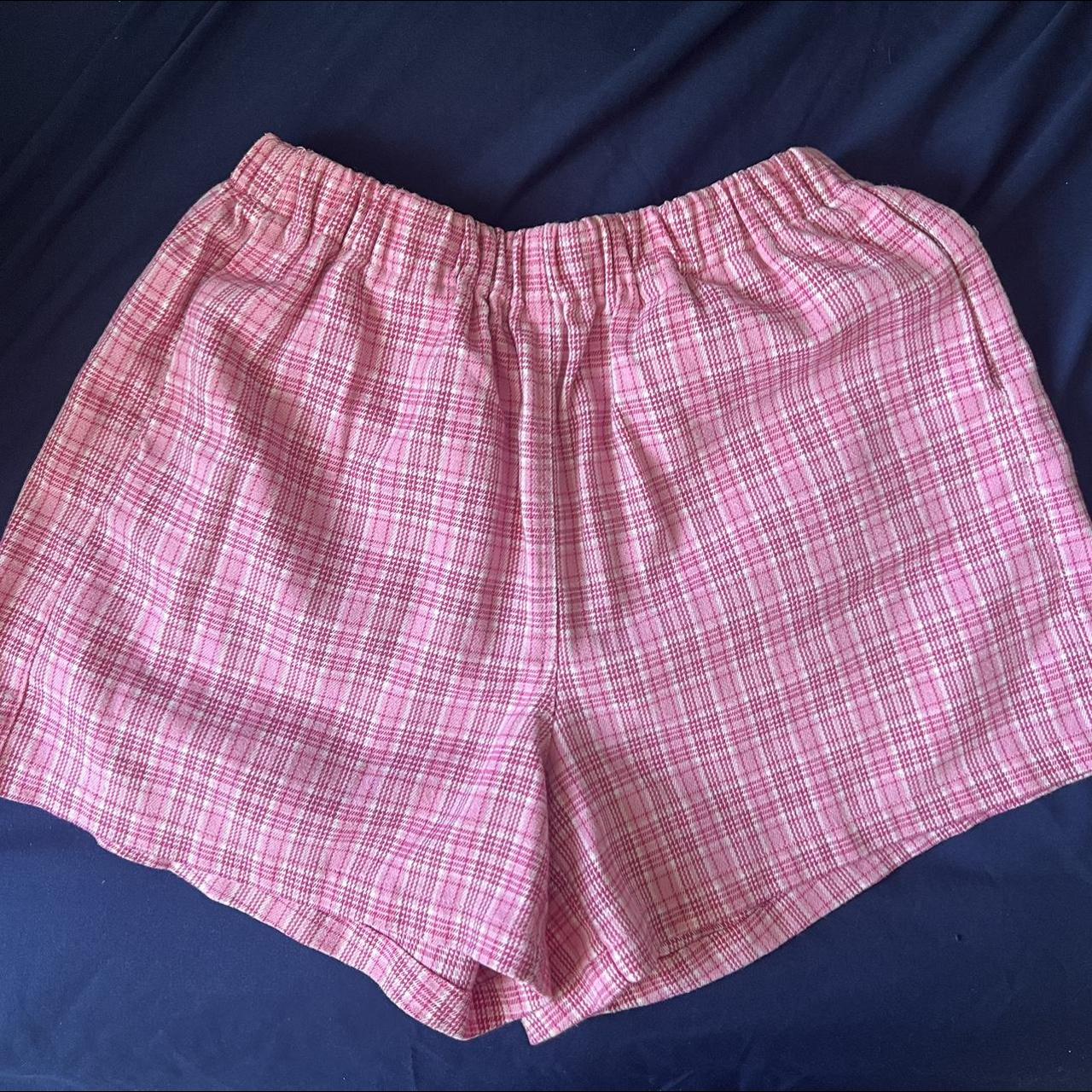 Brandy Melville pink gingham shorts with pockets... Depop