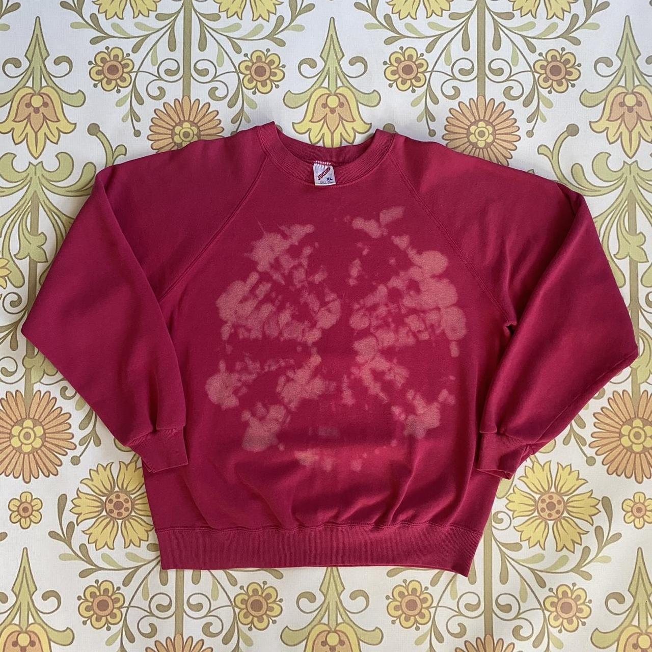 vintage JERZEES pink crewneck sweatshirt bleach art Depop