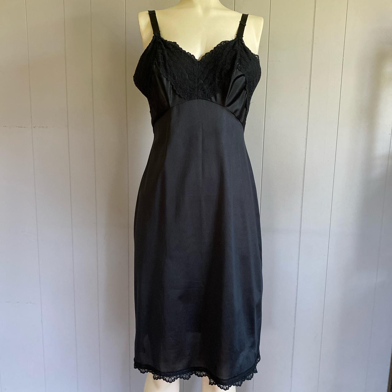 vintage black slip dress fits M/L - no tags -... - Depop