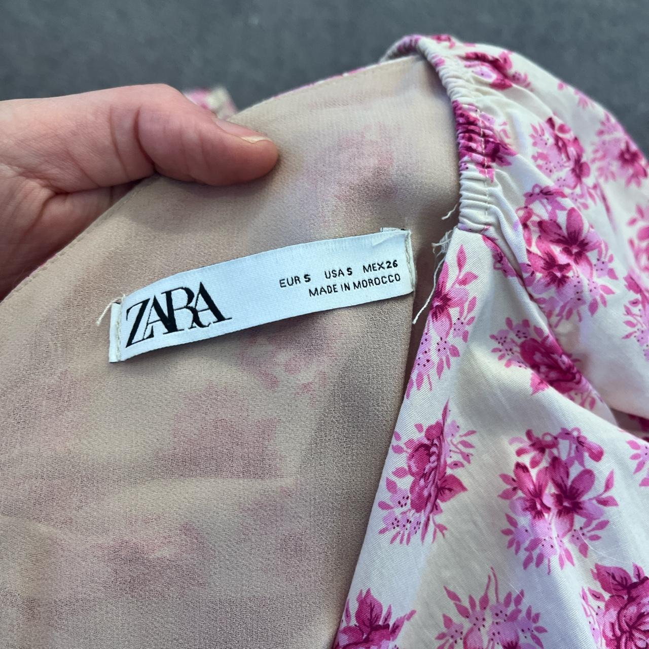 Zara Women's Pink and White Croptop Depop