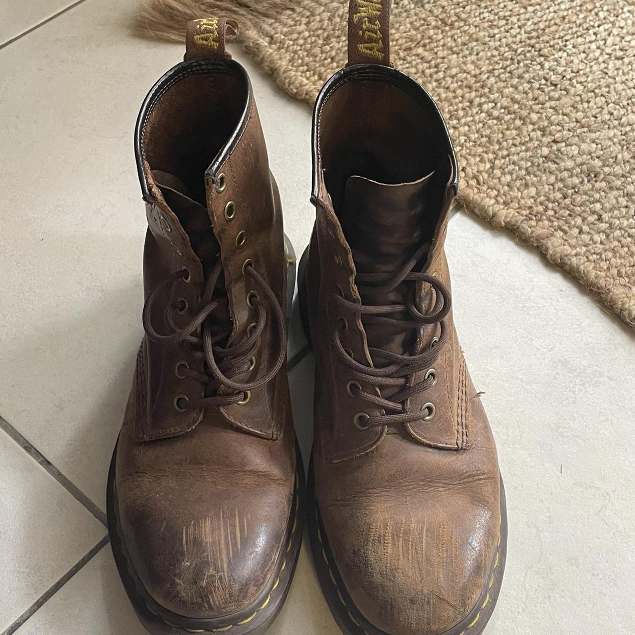 Brown doc Martens, womens size 10 - has some scuff... - Depop