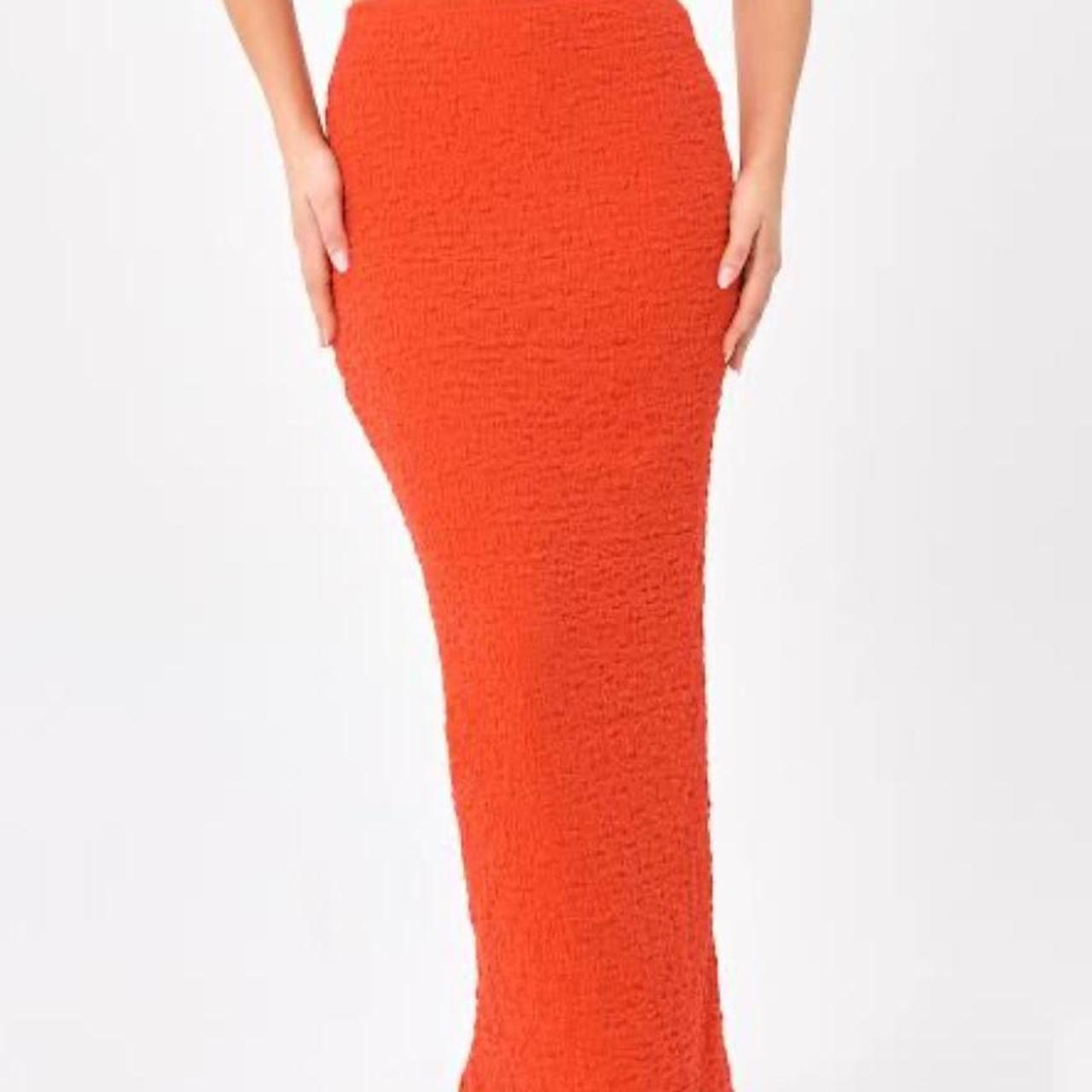 GLASSONS red slim fit textured maxi skirt L