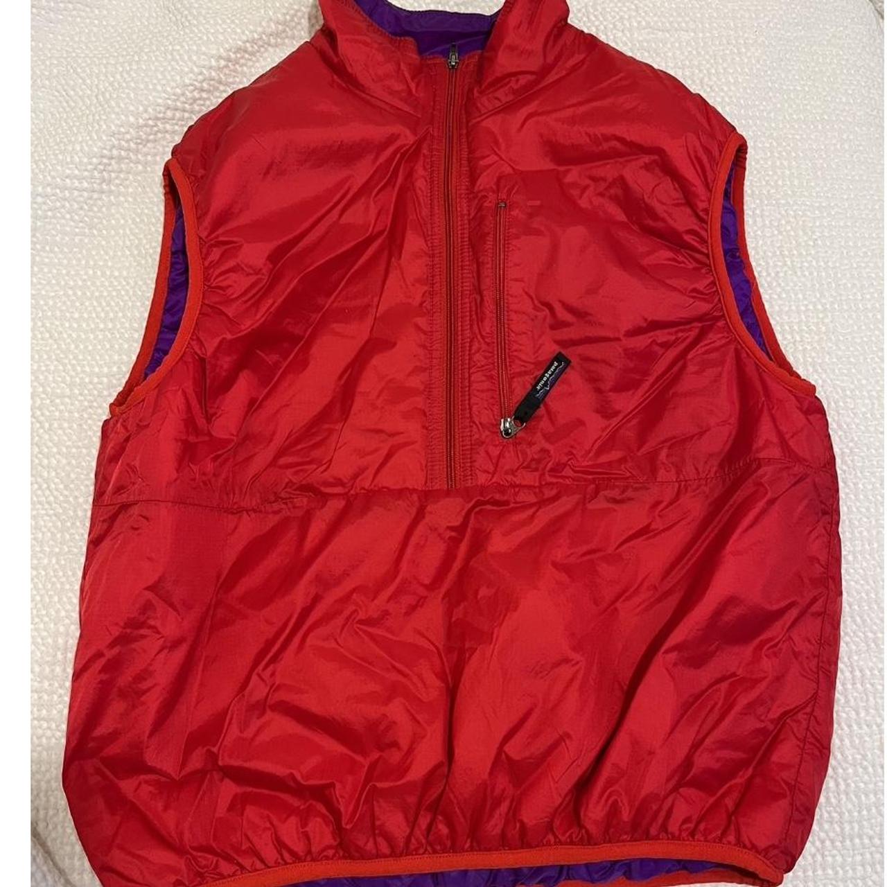 Patagonia Women's Red and Purple Gilet | Depop