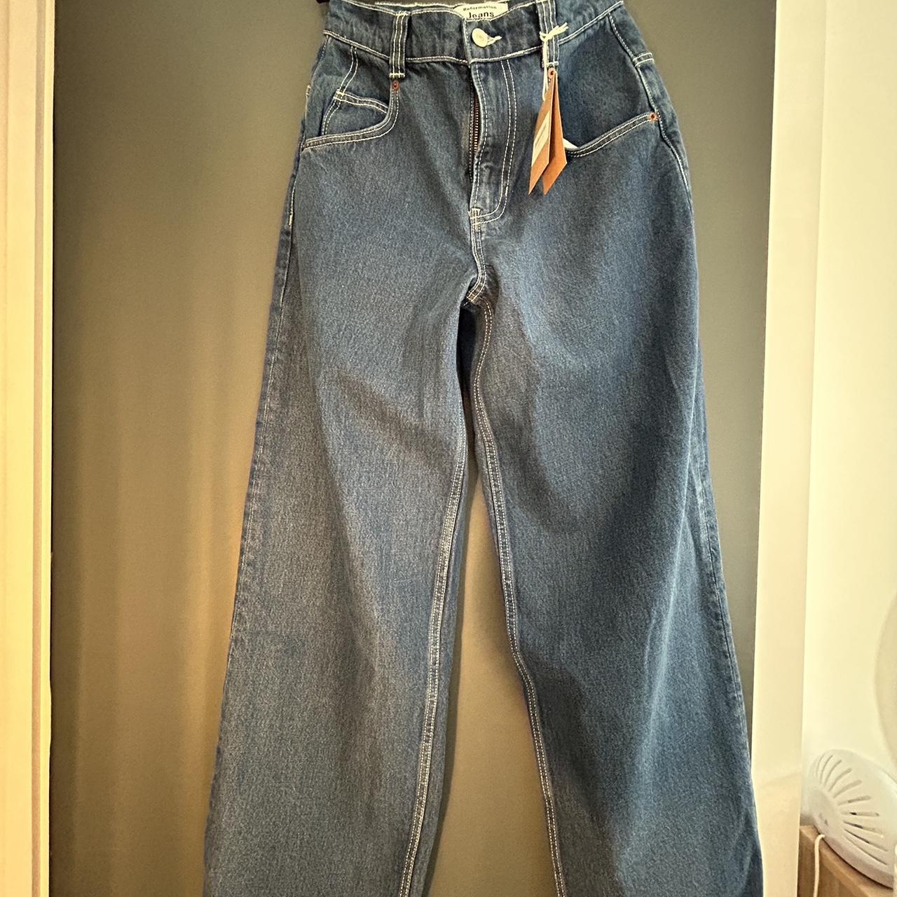 Reformation brand new straight barrel baggy indigo... - Depop