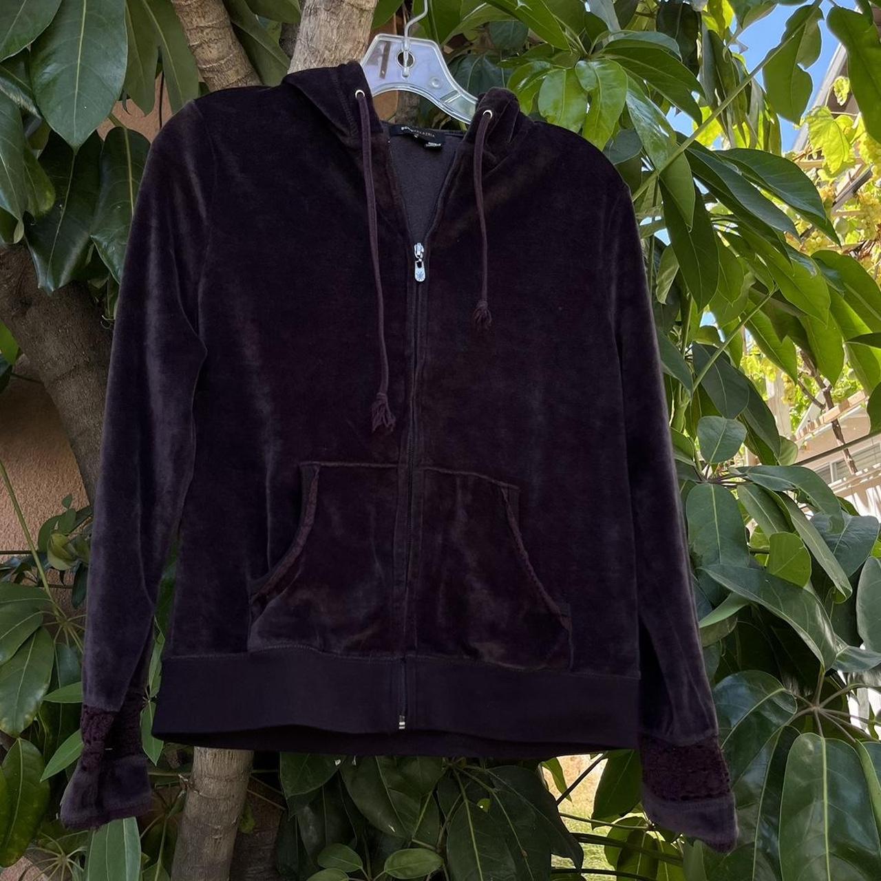 BCBG Maxazria velour brown zip up hoodie Super