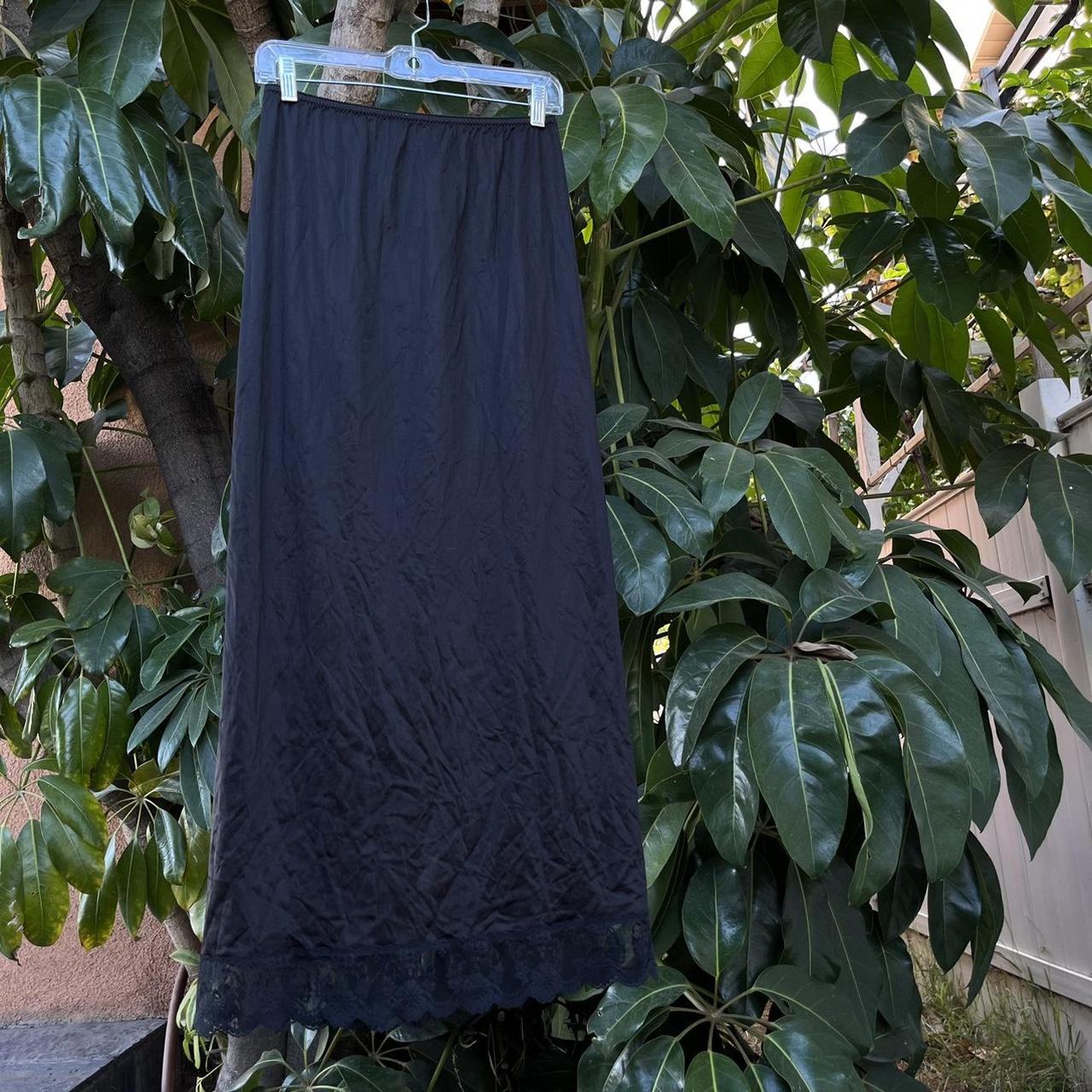 vintage JCPenny black maxi slip skirt with lace. Depop