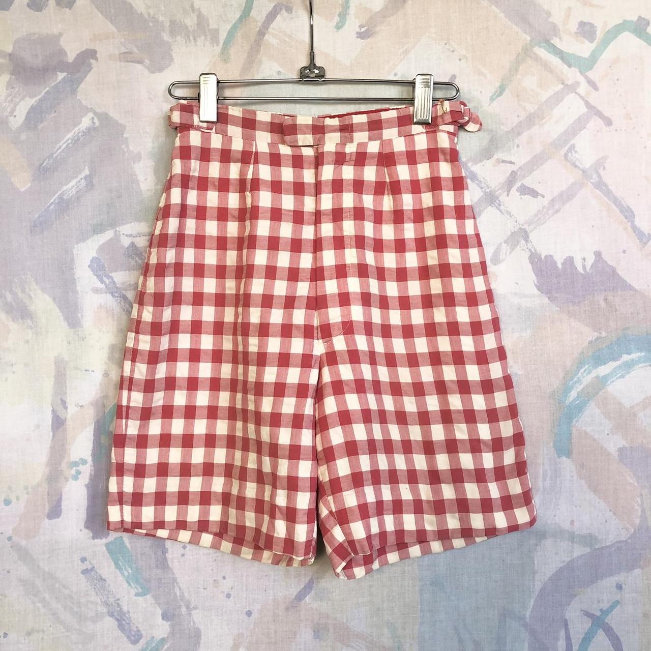 Vintage 60s high waisted red gingham shorts 🍒 The... - Depop