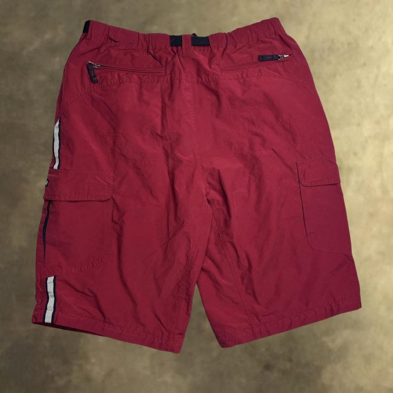 No Boundaries Men's Burgundy and Black Shorts Depop